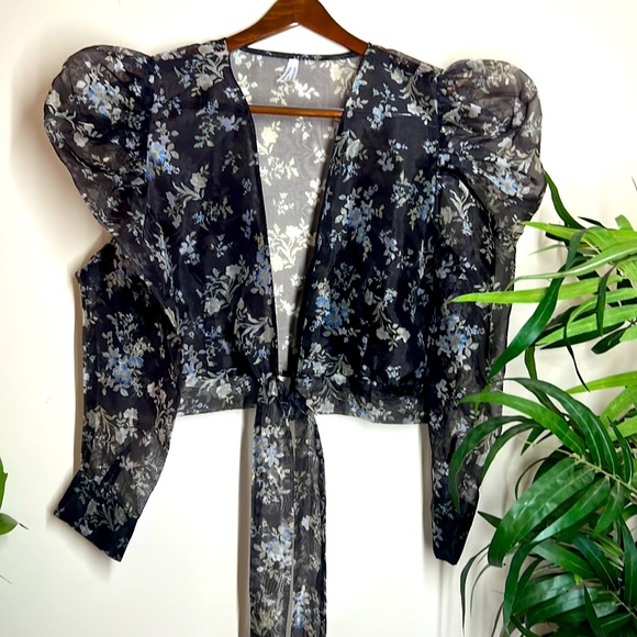 Vintage Tops - 5 FOR $10 BUNDLE - Sheer Wraparound Floral Blouse